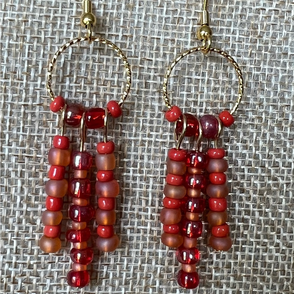 Coral and Red dangle earrings